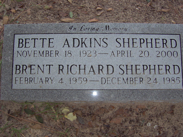 Headstone for Shepherd, Bette Adkins